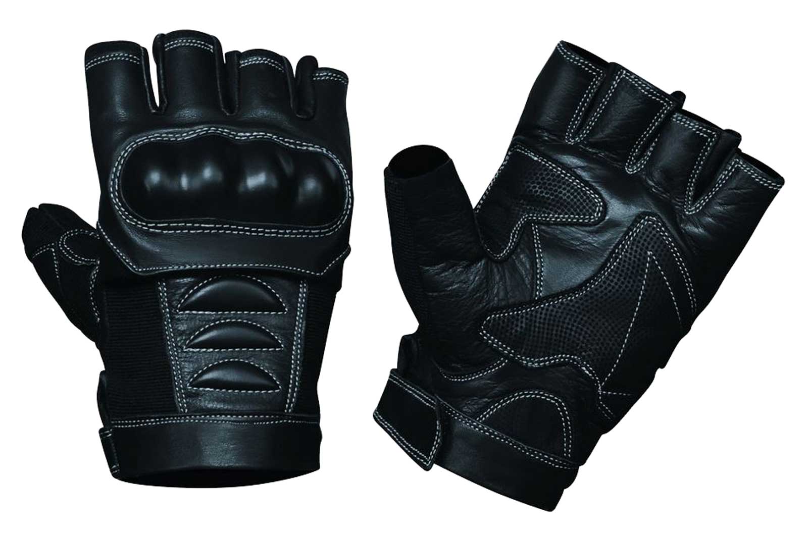 UNIK Men's Premium Cowhide Leather Fingerless Knuckles Motorcycke Gloves - Wisconsin Harley-Davidson