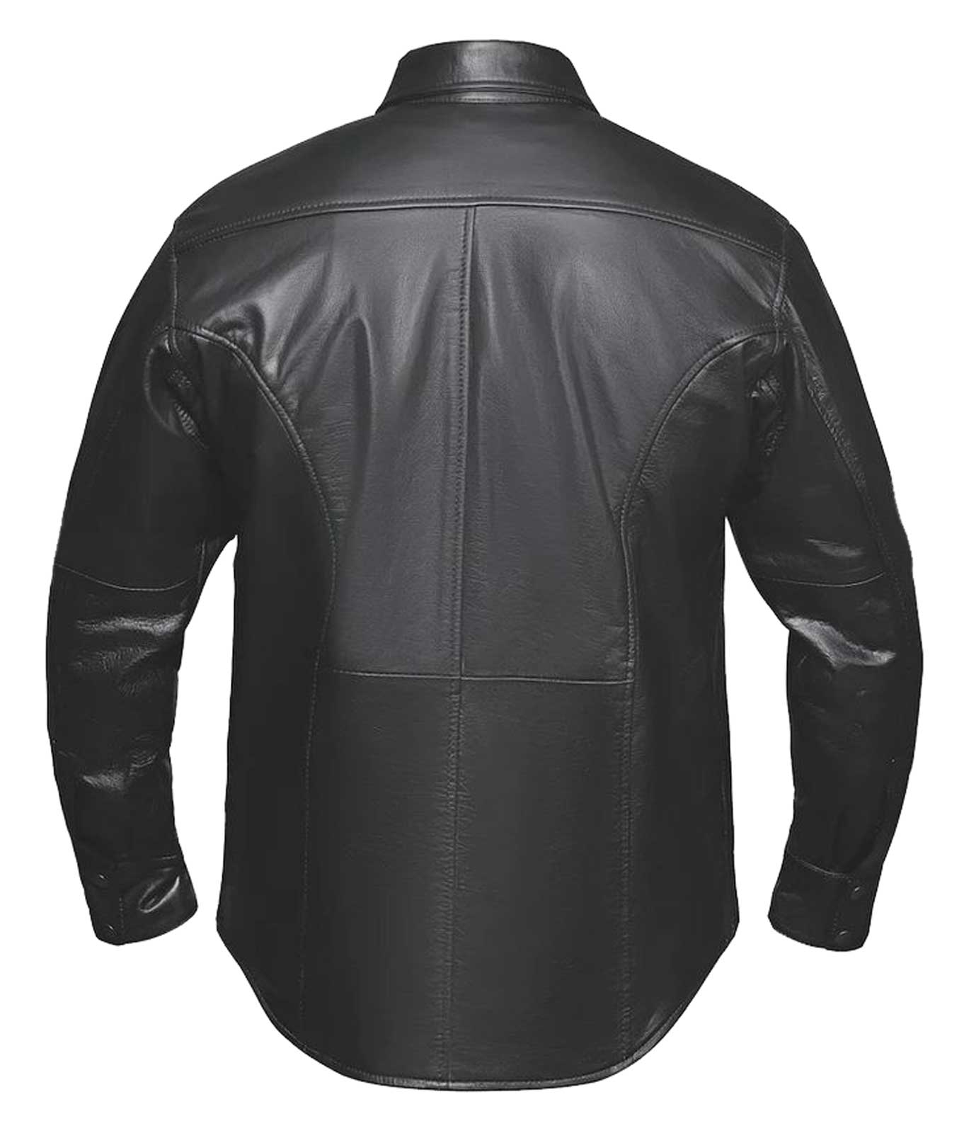 UNIK Men's Premium Lightweight Goatskin Leather Snap Shirt Jacket