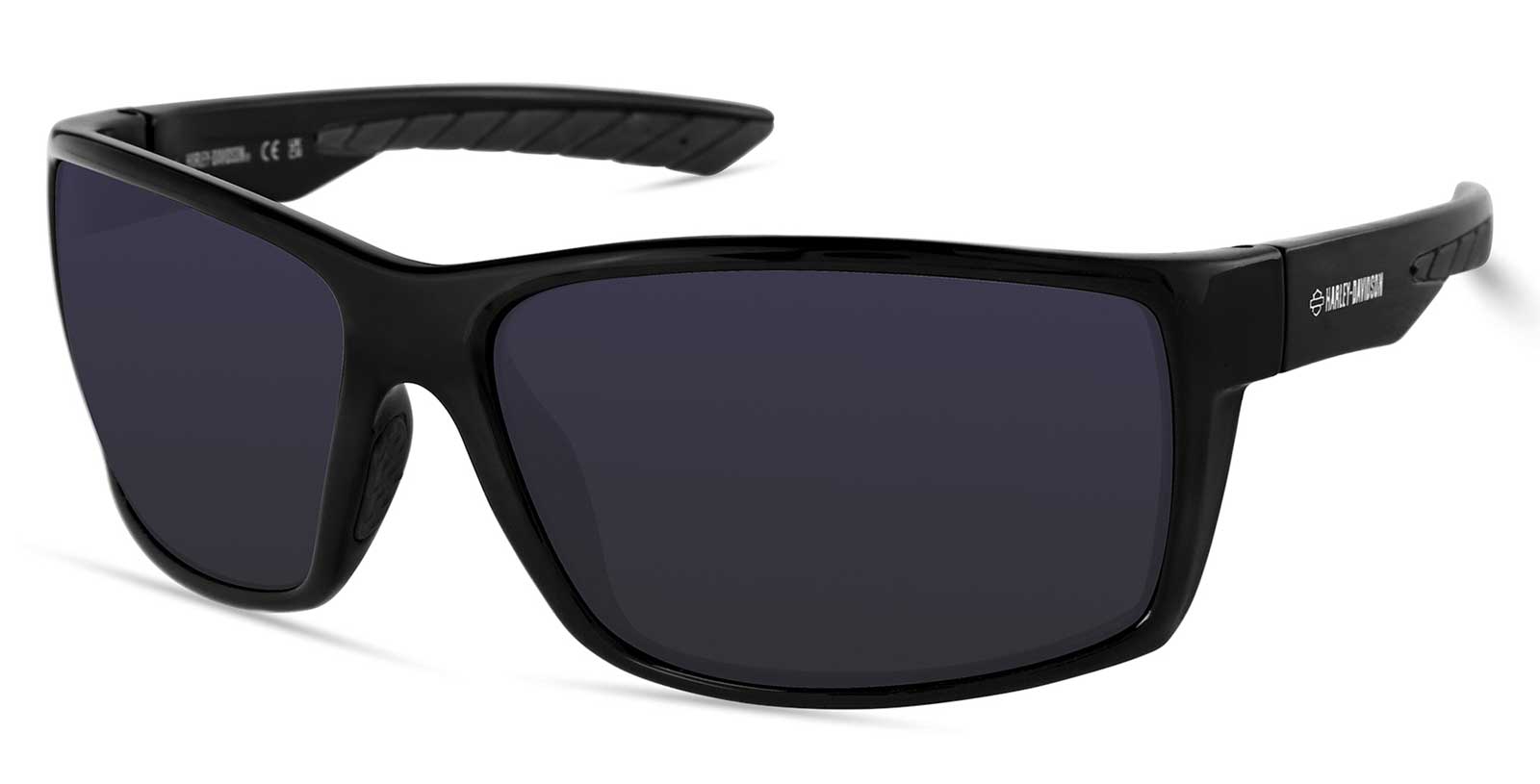 Harley-Davidson Men's Narrow Angular Sunglasses, Shiny Black w/ Smoke Lens - Wisconsin Harley-Davidson