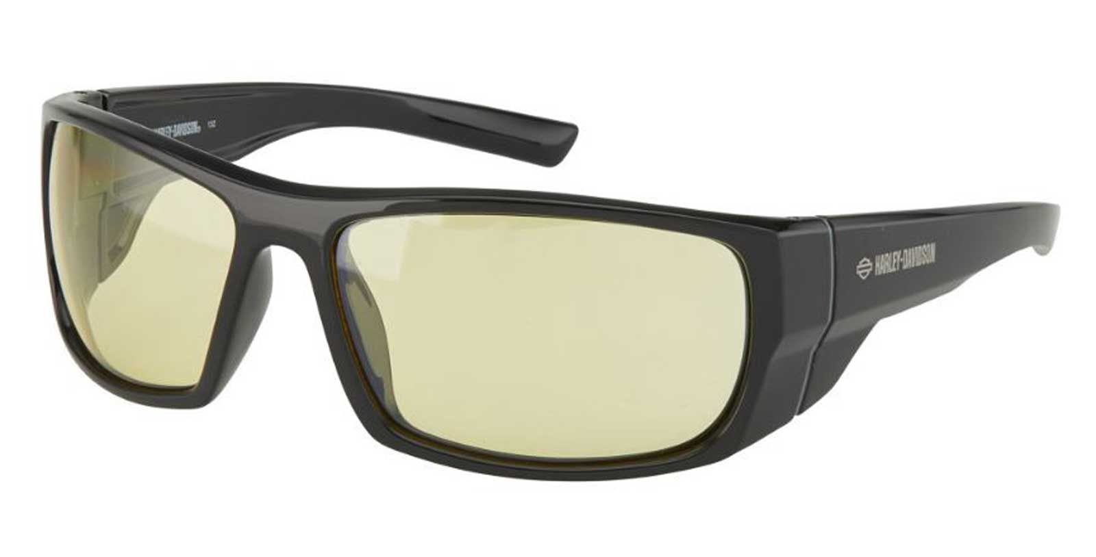 Harley-Davidson Men's Winborn Sunglasses, Shiny Black w/ Yellow Hydrophobic Lens - Wisconsin Harley-Davidson