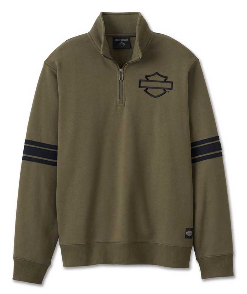 Harley-Davidson Men's Bar & Shield 1/4-Zip Fleece Pullover, Green 96099-25VM - Wisconsin Harley-Davidson