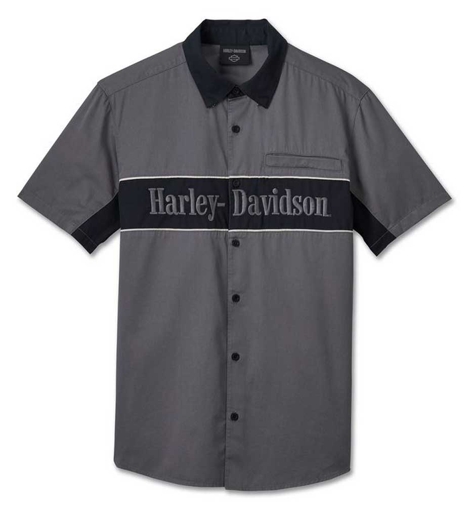 Harley-Davidson Men's Garage Mechanic Short Sleeve Shirt, Gray 96150-25VM - Wisconsin Harley-Davidson