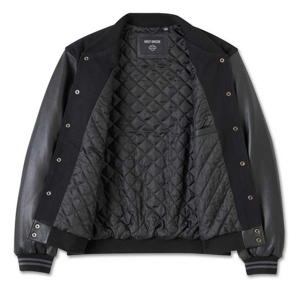 Harley-Davidson® Men's V-Twin Varsity Leather Jacket - Black 97002