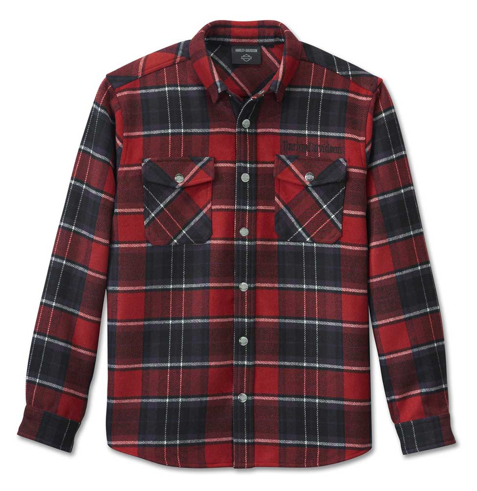 Harley-Davidson® Men's H-D Premium Plaid Overshirt, Red