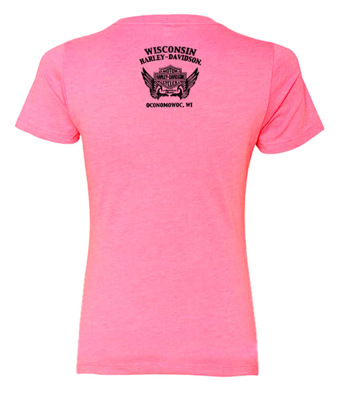 Tシャツ・カットソー HONDA MOTORCYCLE Original Wing Small logo Tshirt Dark pink Harley-Davidson® Women's Dark Trait On Pink Short Sleeve