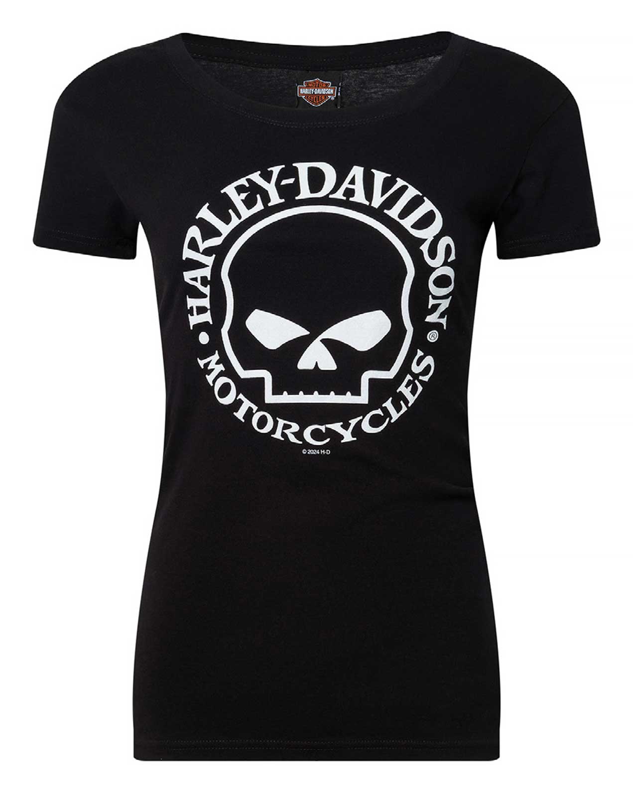 Harley-Davidson Women's Willie G Skull Logo Round Neck Short Sleeve Tee, Black - Wisconsin Harley-Davidson