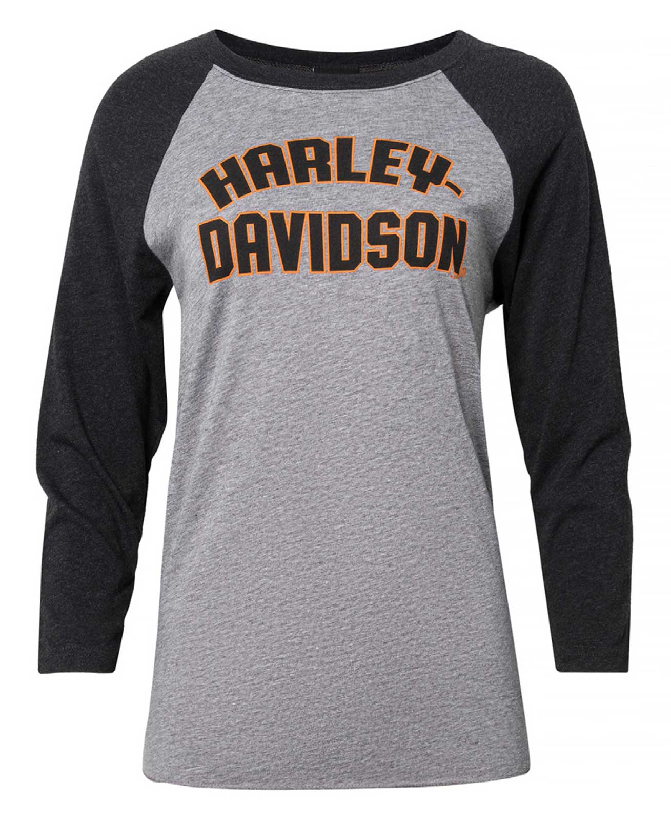 Harley-Davidson Women's Jersey 3/4-Sleeve Raglan T-Shirt, Black & Gray - Wisconsin Harley-Davidson