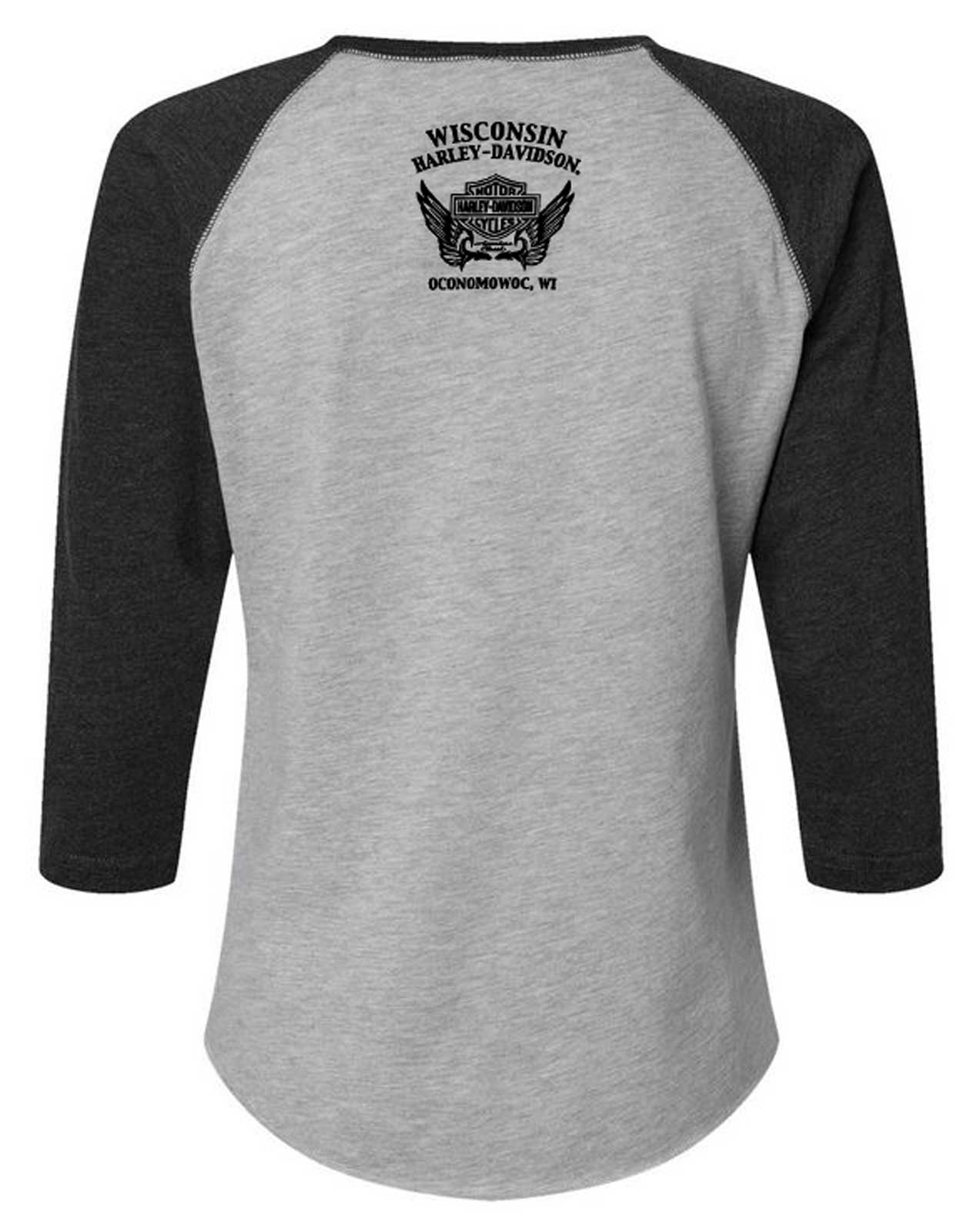 Harley-Davidson Free Shipping - Harley-Davidson Women's Jersey 3/4-Sleeve Raglan T-Shirt, Black & Gray - Free Shipping on many products plus Orders Over $99
