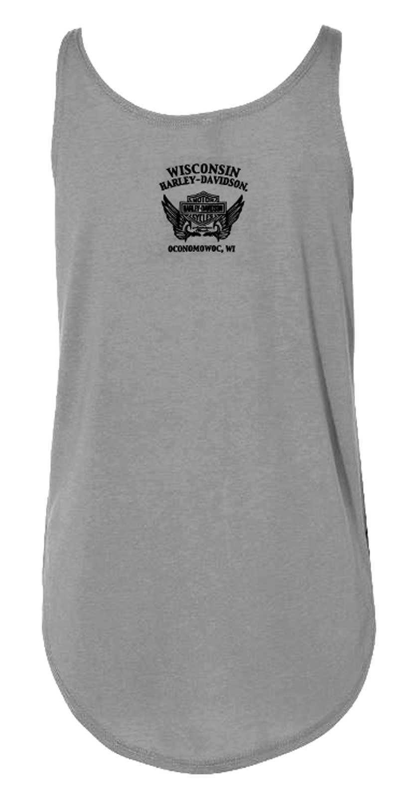 Harley-Davidson Free Shipping - Harley-Davidson Women's Open Bar & Shield Curved Hem Sleeveless Tank Top, Gray - Free Shipping on many products plus Orders Over $99