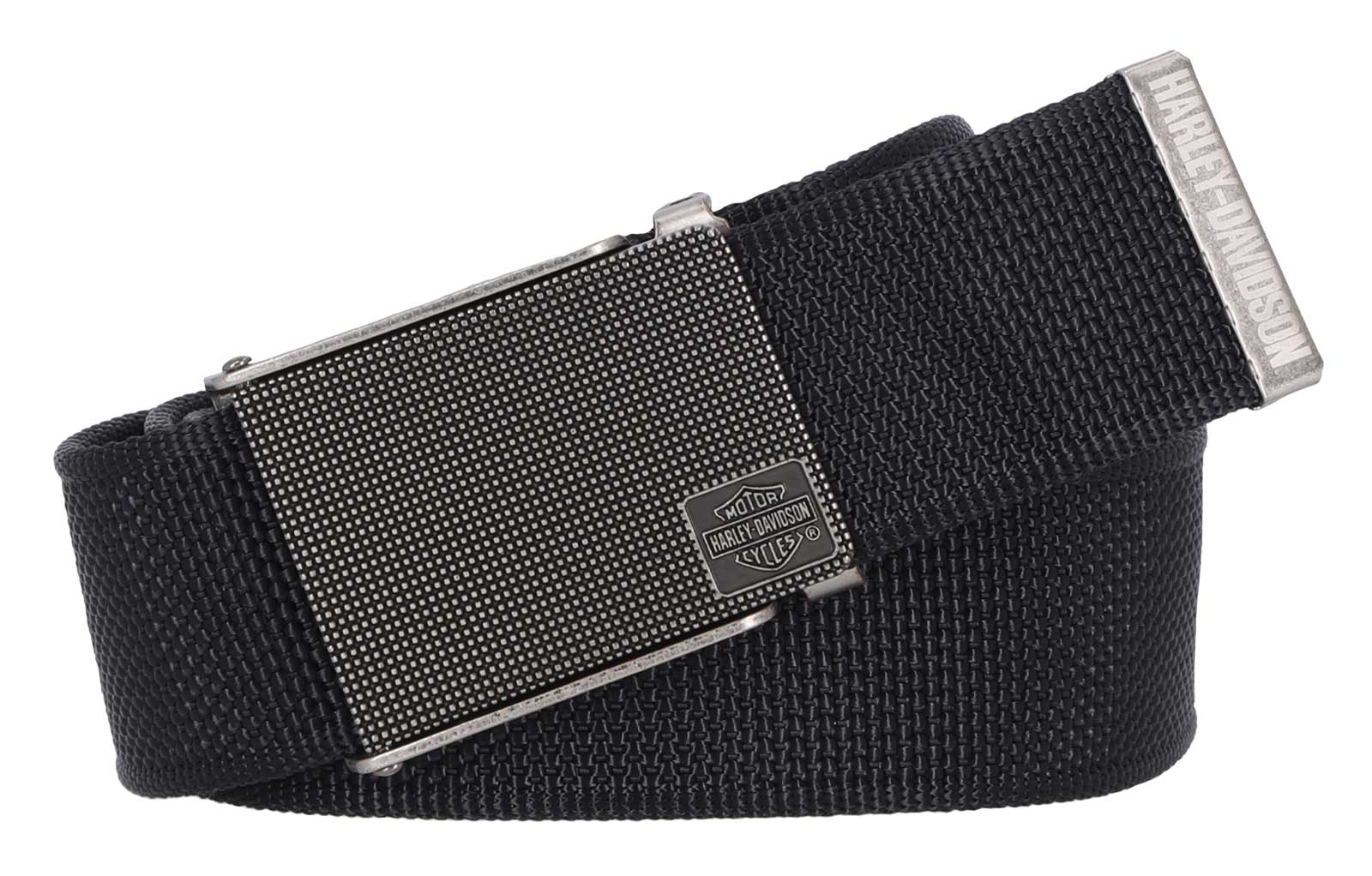 Harley-Davidson Men's Bar & Shield Logo Bottle Opener Nylon Web Belt - Black - Wisconsin Harley-Davidson