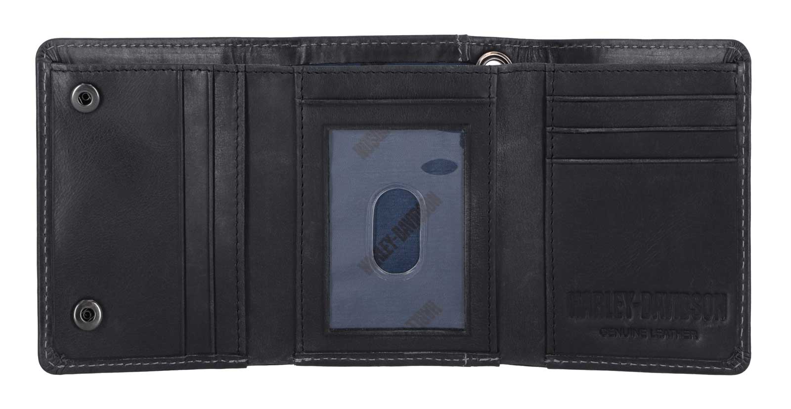 Harley-Davidson Men's Willie G Skull Snap Tri-Fold Leather Wallet, Black - No Hassle Returns at Wisconsin Harley
