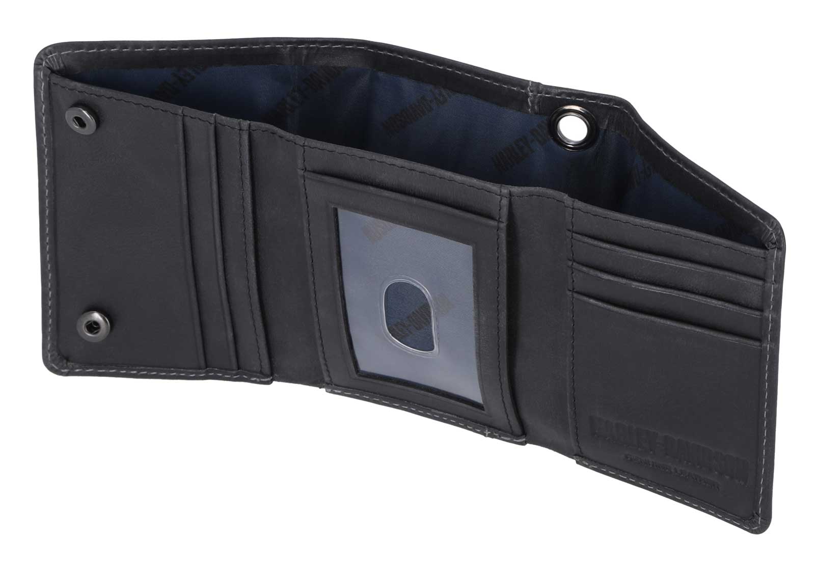 Harley-Davidson Men's Willie G Skull Snap Tri-Fold Leather Wallet, Black - Largest Selection of Harley-Davidson Products