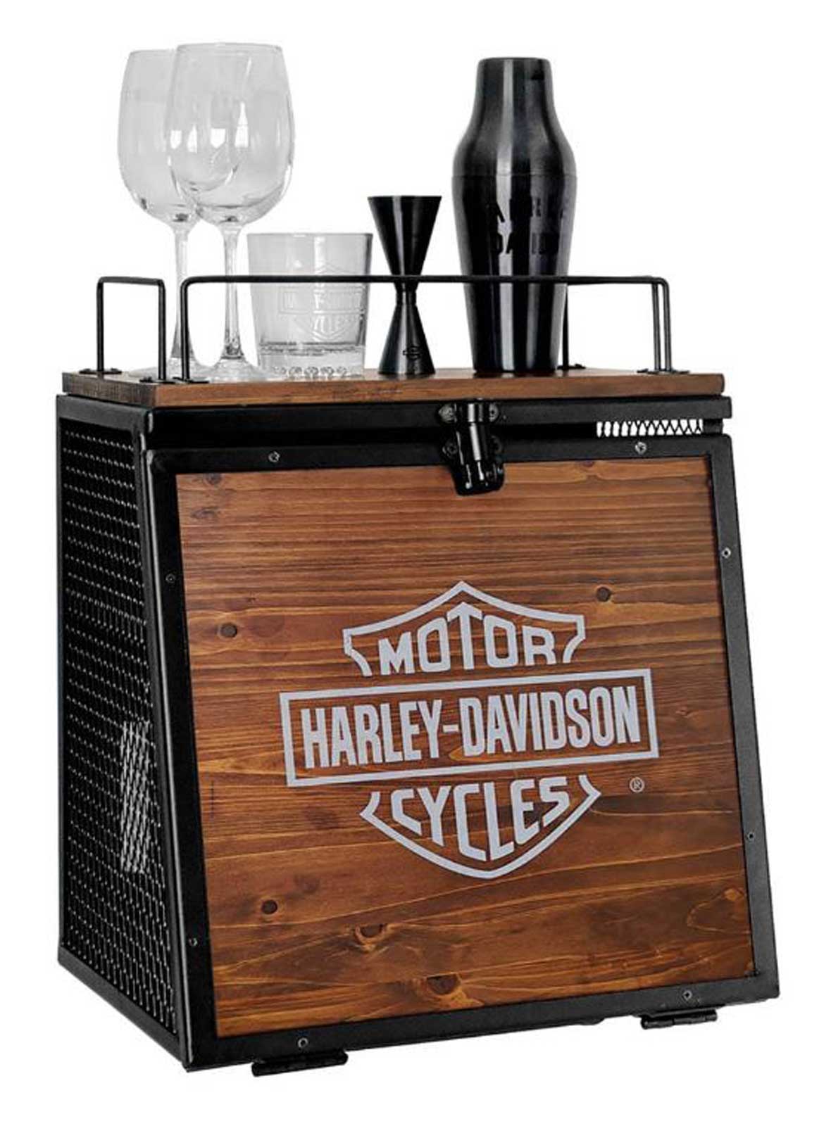 Harley-Davidson Bar & Shield Logo Wall Mount Bar w/ Dark Stained Finish - Wisconsin Harley-Davidson