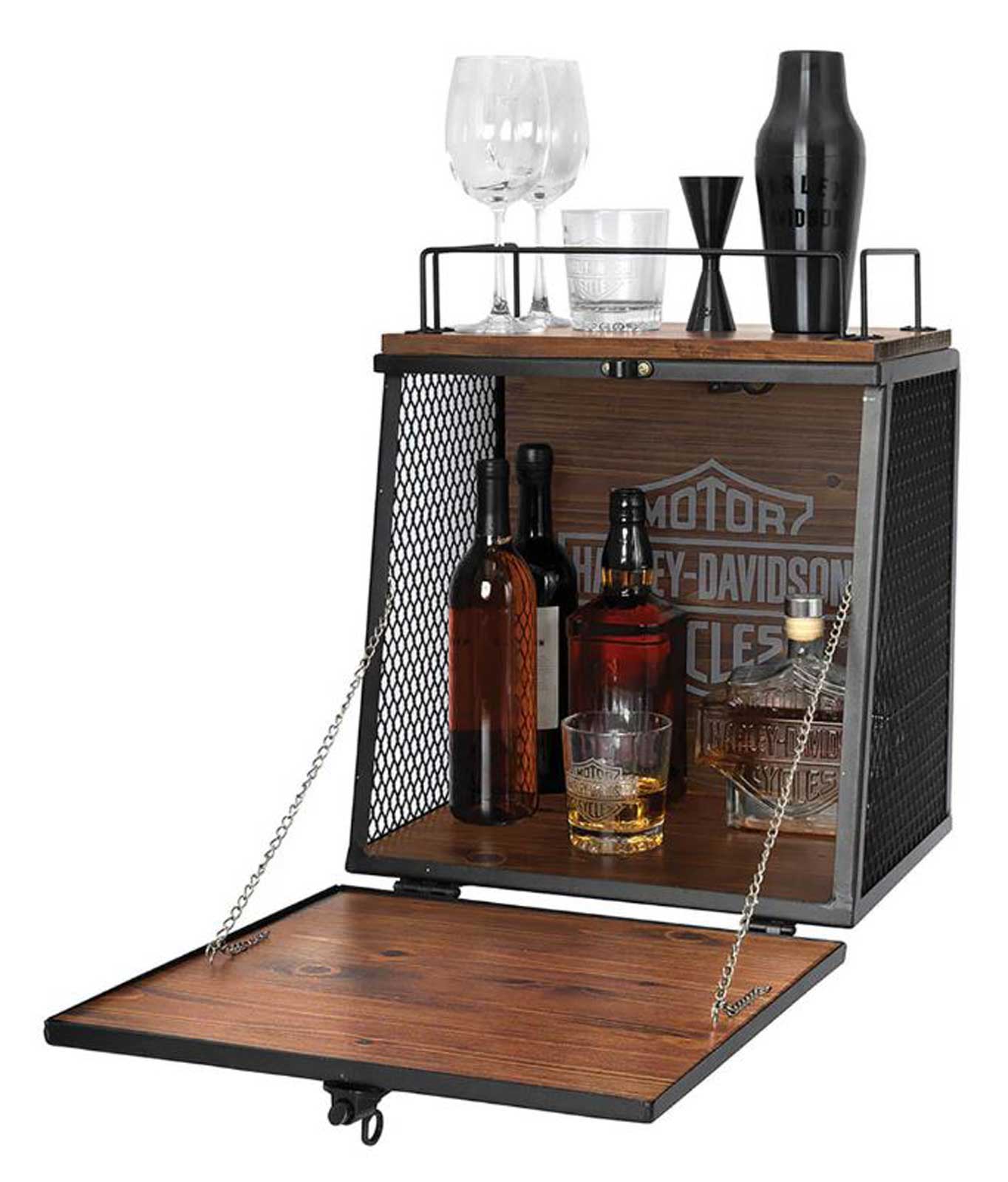 Harley-Davidson® Bar & Shield Logo Wall Mount Bar w/ Dark Stained