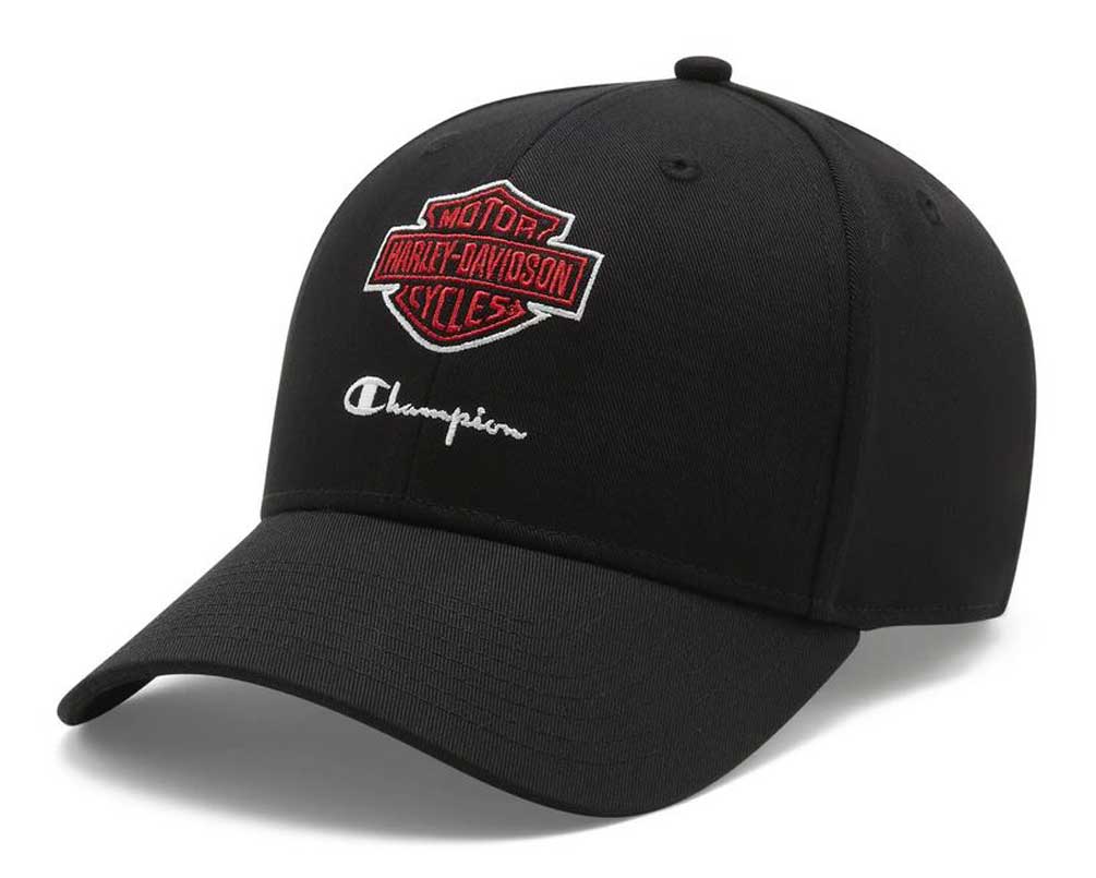 Harley-Davidson Men's Champion Adjustable Baseball Cap – Black/Red, 97818-24VM - Wisconsin Harley-Davidson