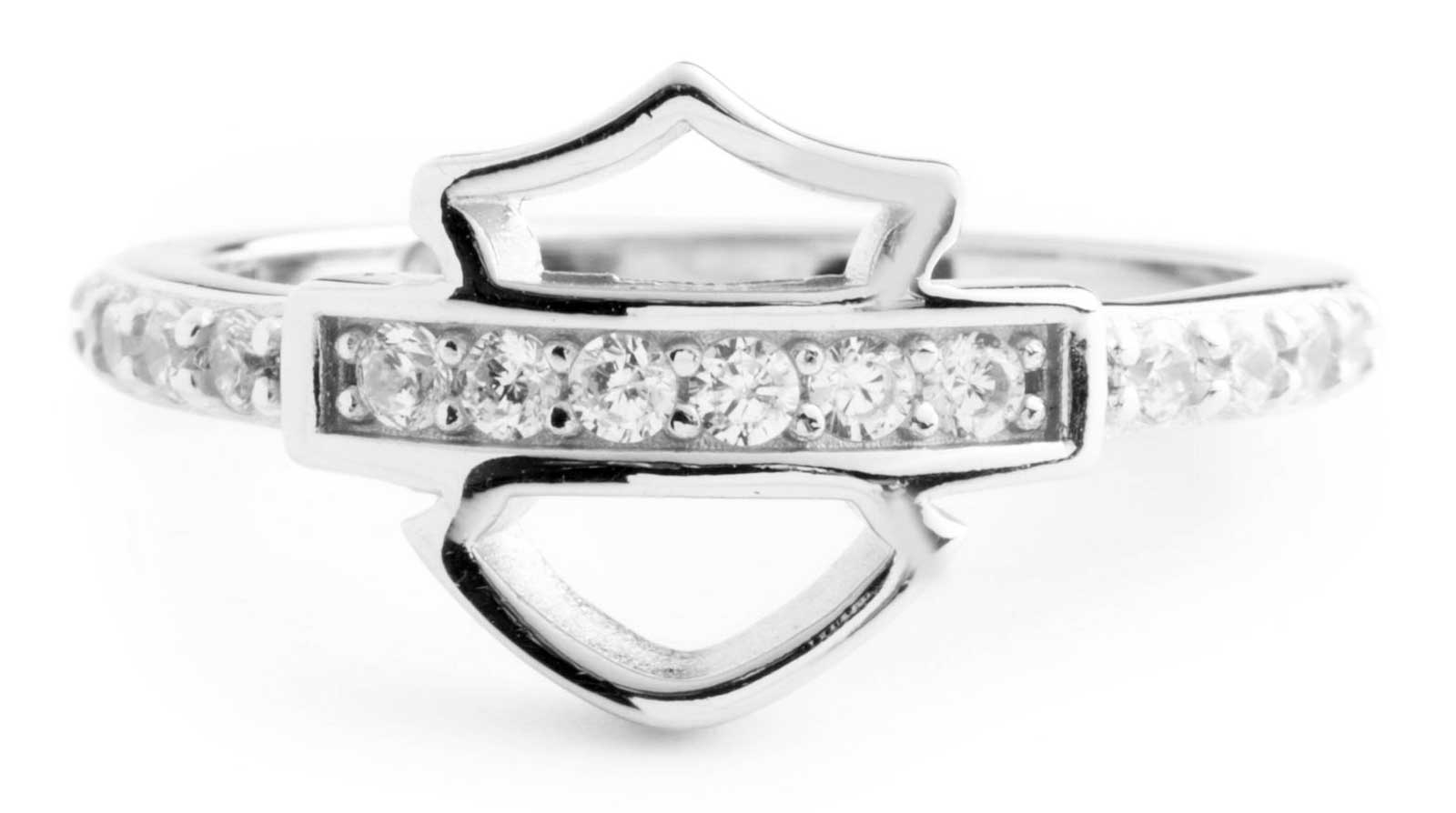 Harley-Davidson Women's Embellished Bar & Shield Logo Ring, Sterling Silver - Wisconsin Harley-Davidson