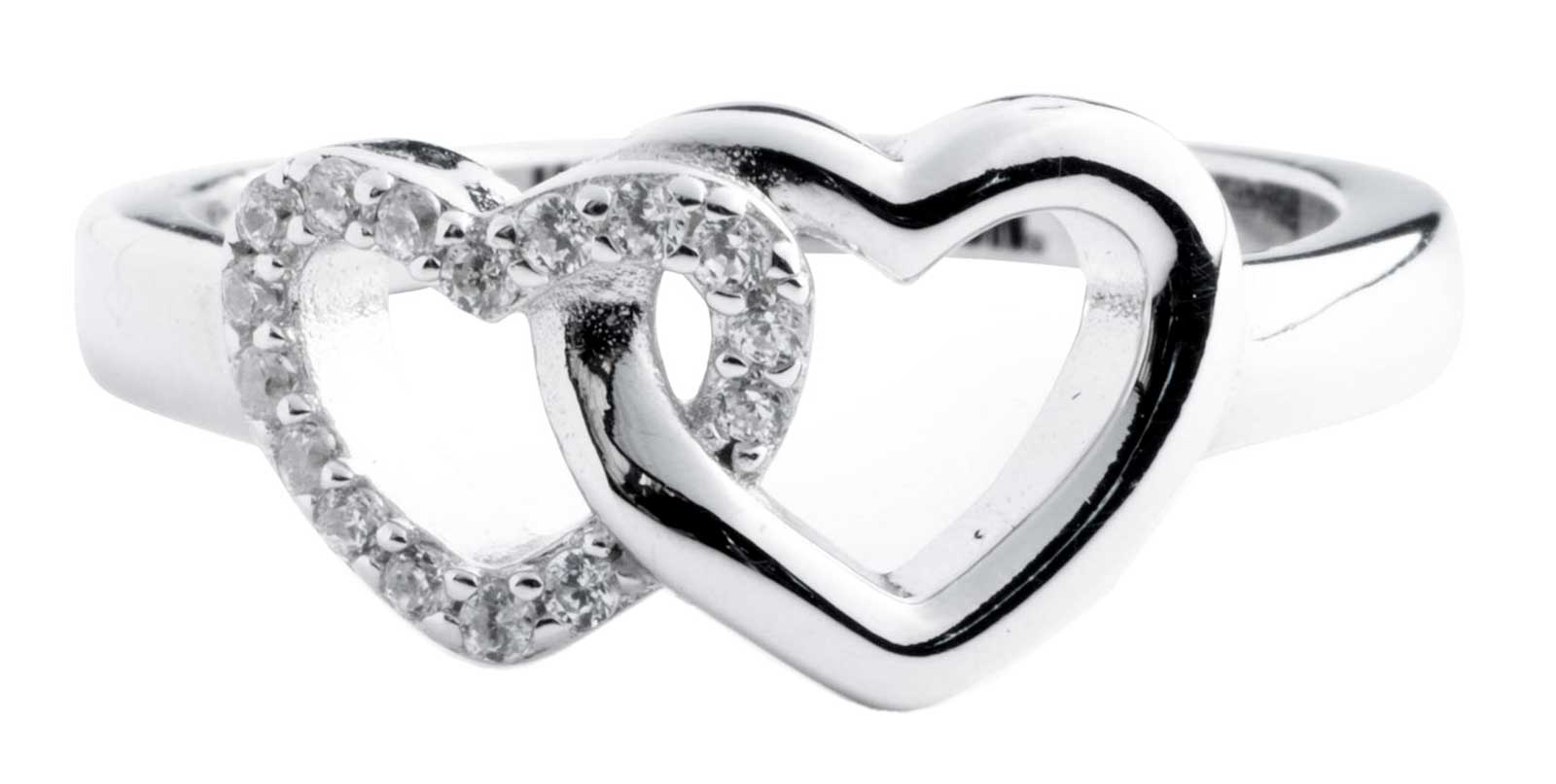 Harley-Davidson® Women's Embellished Double Heart Ring, Sterling