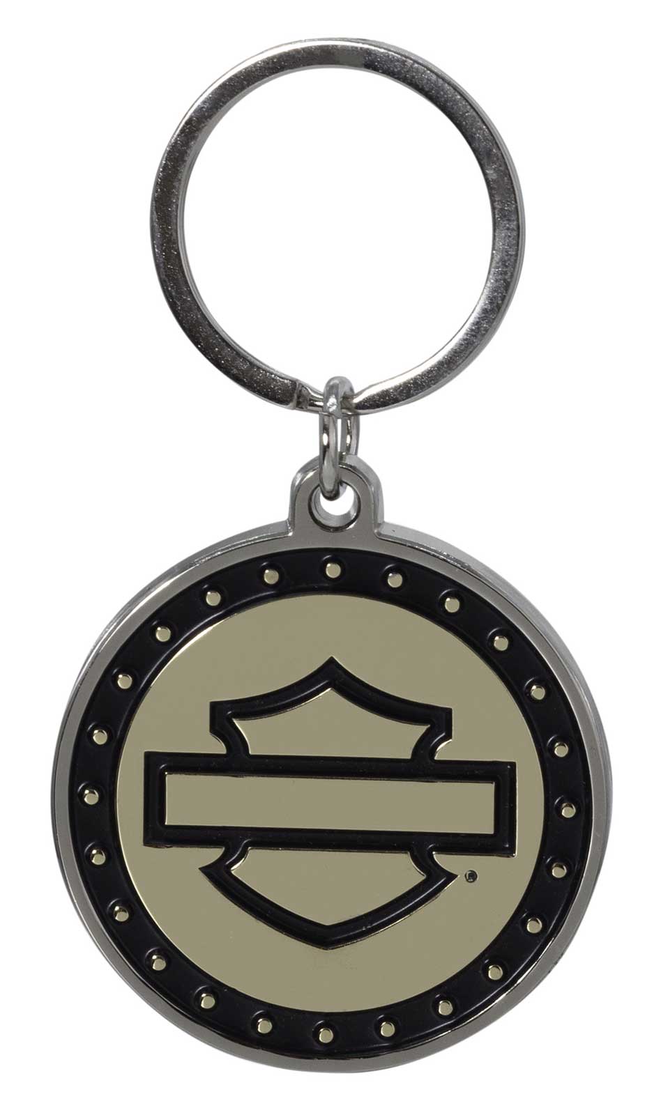 Harley-Davidson Silhouette Bar & Shield Logo Coin-Style Key Chain, Gold/Black - Wisconsin Harley-Davidson