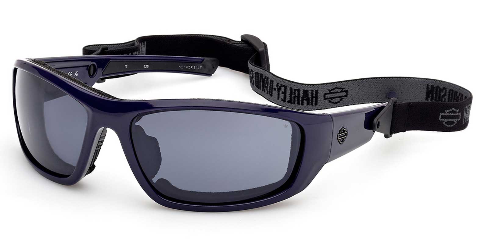 Harley-Davidson Men's Blaze Ace XL Sunglasses w/ Headstrap, Shiny Blue Frames - Wisconsin Harley-Davidson