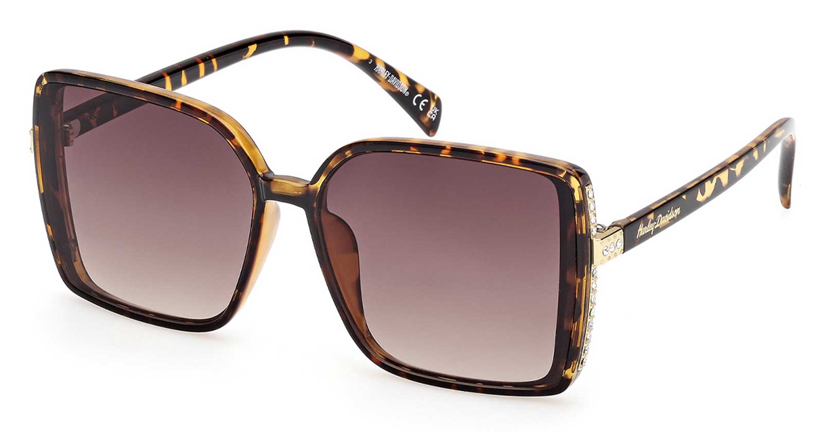 Harley-Davidson Women's Rhinestone Glam Oversized Sunglasses, Tortoise Frames - Wisconsin Harley-Davidson