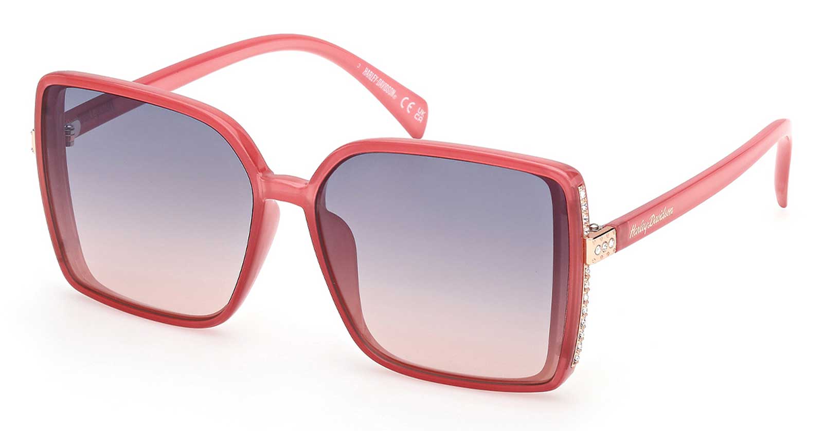 Harley-Davidson Women's Rhinestone Glam Oversized Sunglasses, Burgundy - Wisconsin Harley-Davidson