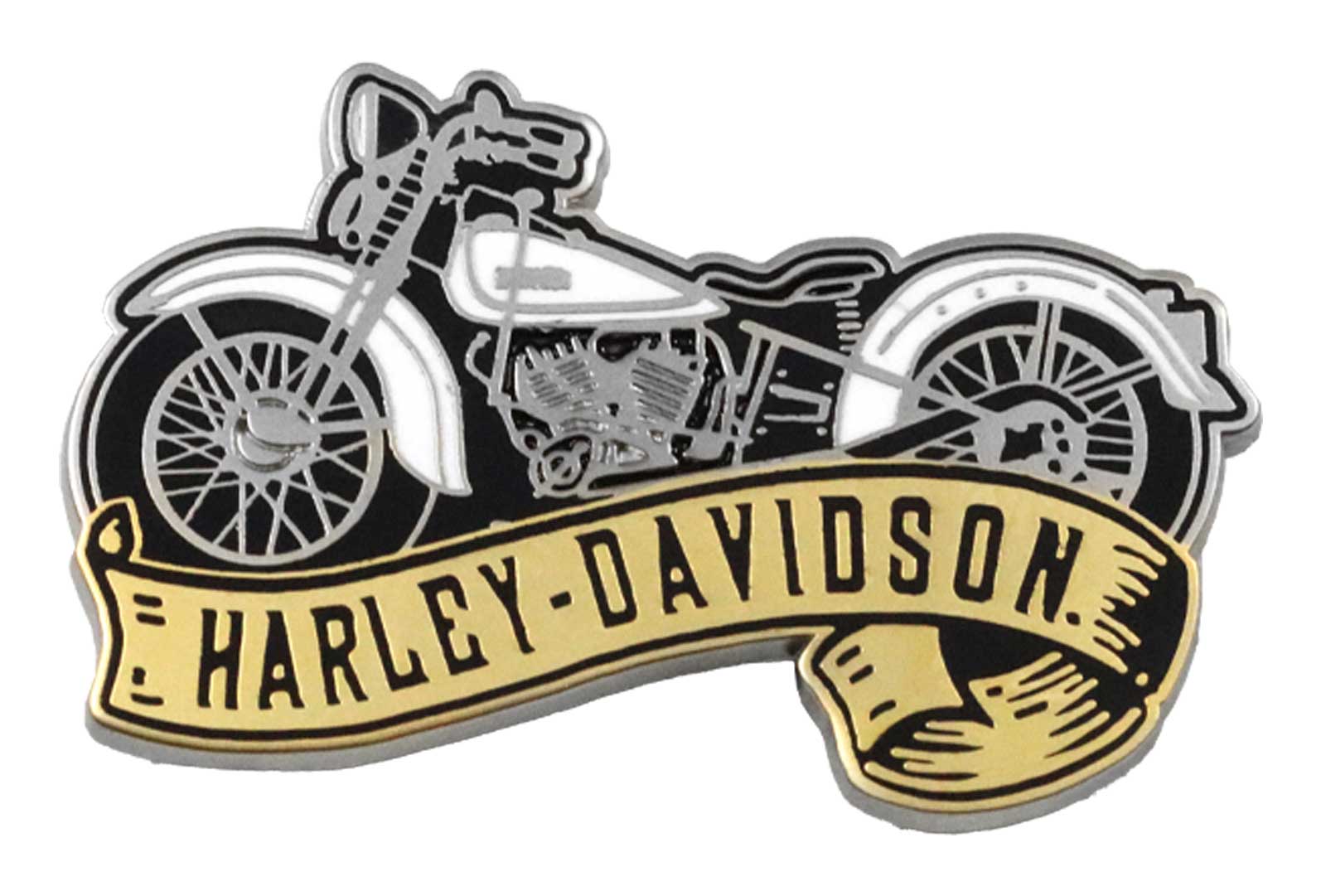 Harley-Davidson 1.5 inch. Soft Tail Haven Metal Pin, Black & Orange Finish - Wisconsin Harley-Davidson