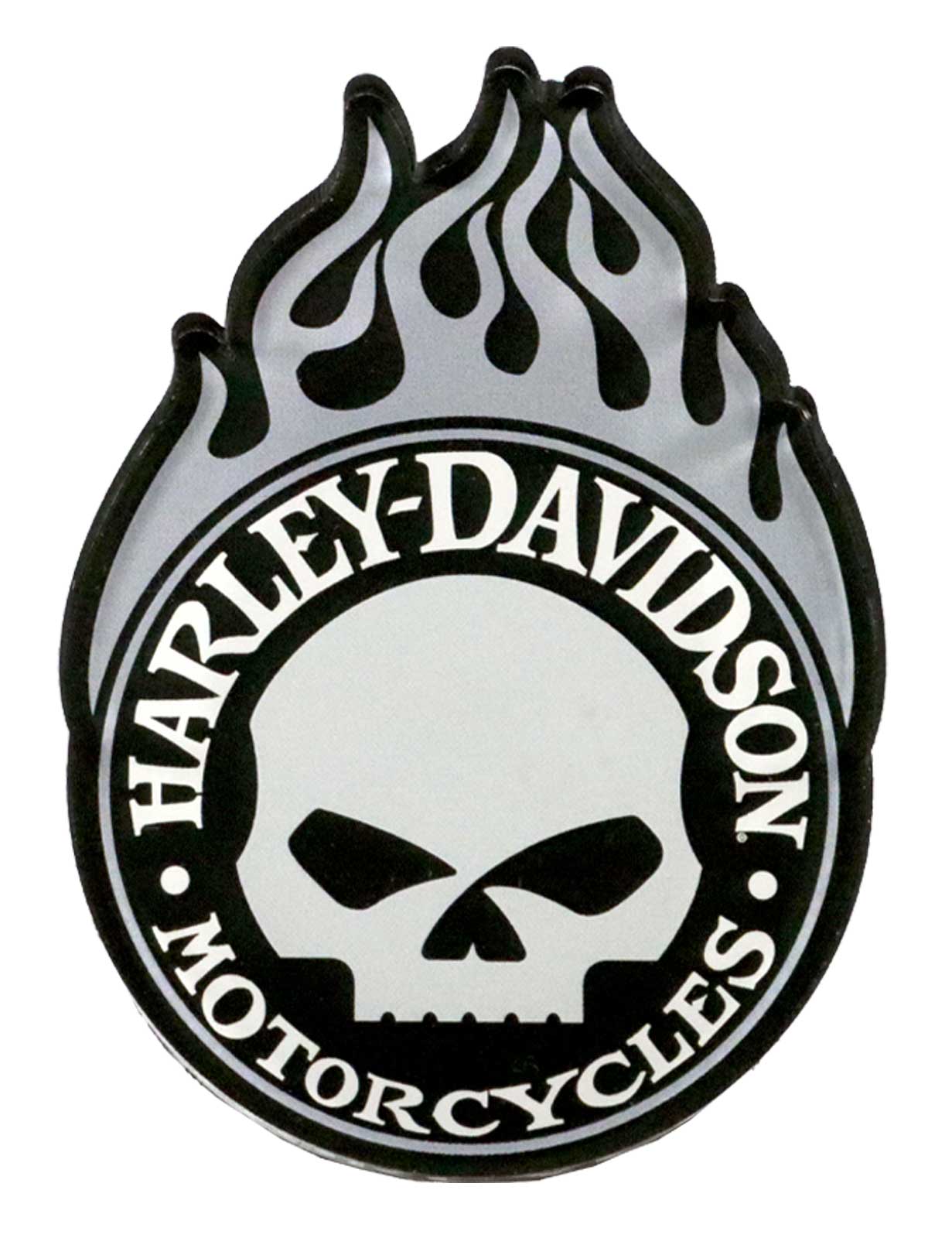 Harley-Davidson Willie G Skull Flame Hard Acrylic Magnet - 3 in. Black - Wisconsin Harley-Davidson