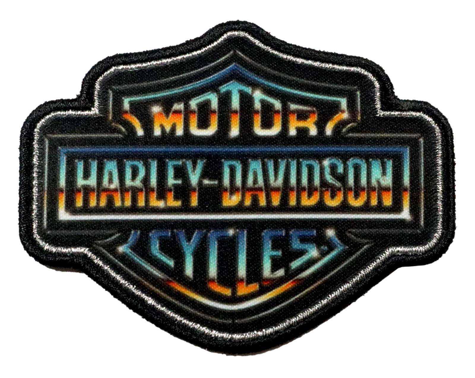 Harley-Davidson 3 in. Embroidered Chrome Davidson Emblem Sew-On Patch, Black - Wisconsin Harley-Davidson