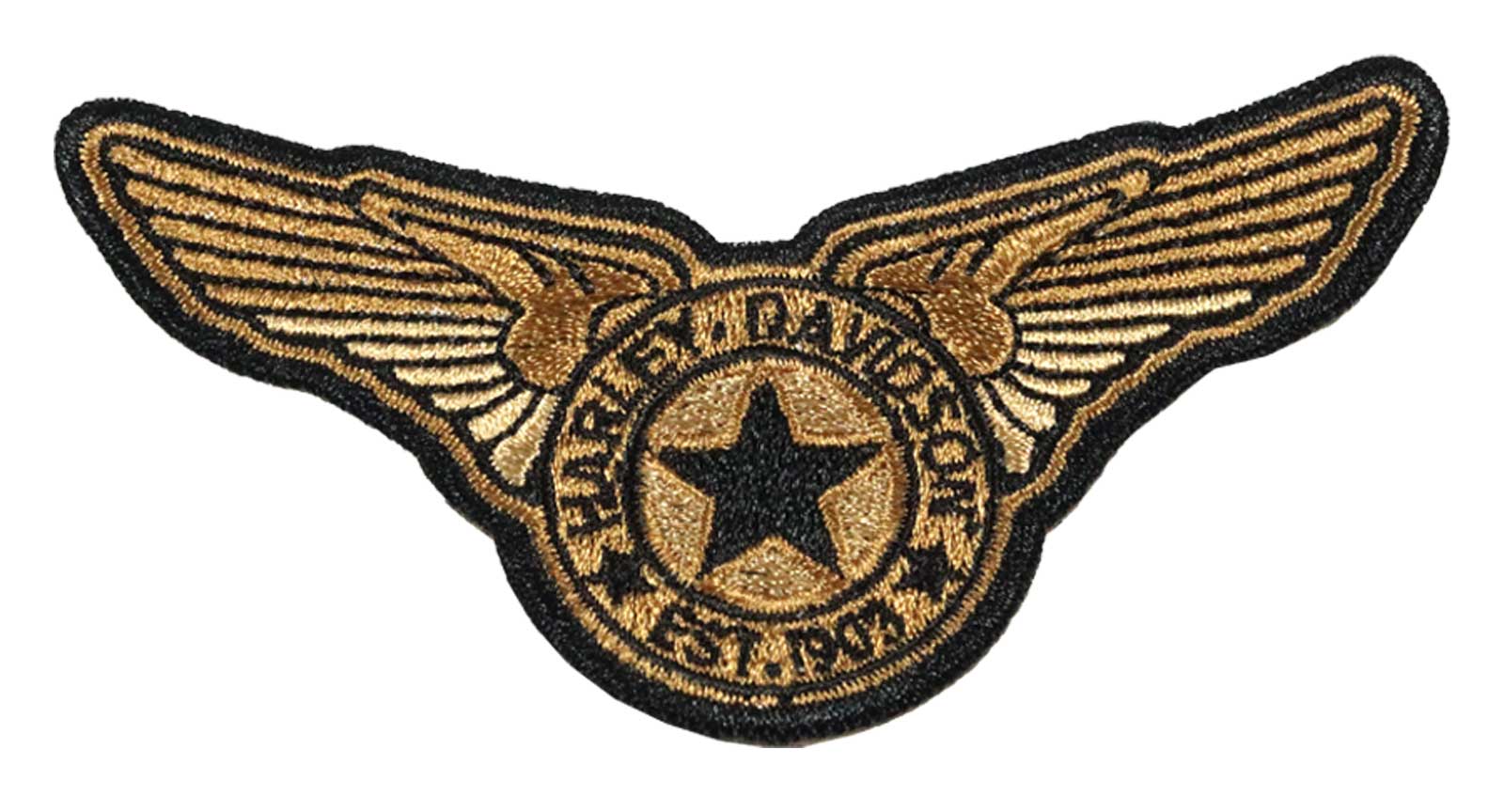 Harley-Davidson 3.5 in. Wings of Honor Embroidered Emblem Sew-On Patch, Brown - Wisconsin Harley-Davidson