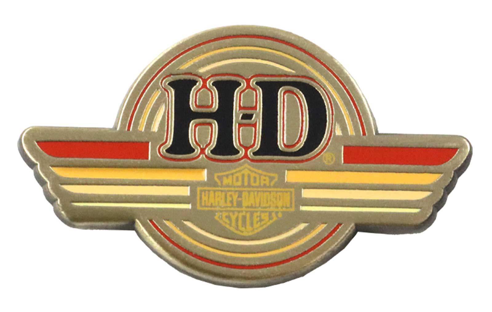 Harley-Davidson 1.5 inch. Retro Stripes Bar & Shield Logo Metal Pin, Gold Finish - Wisconsin Harley-Davidson