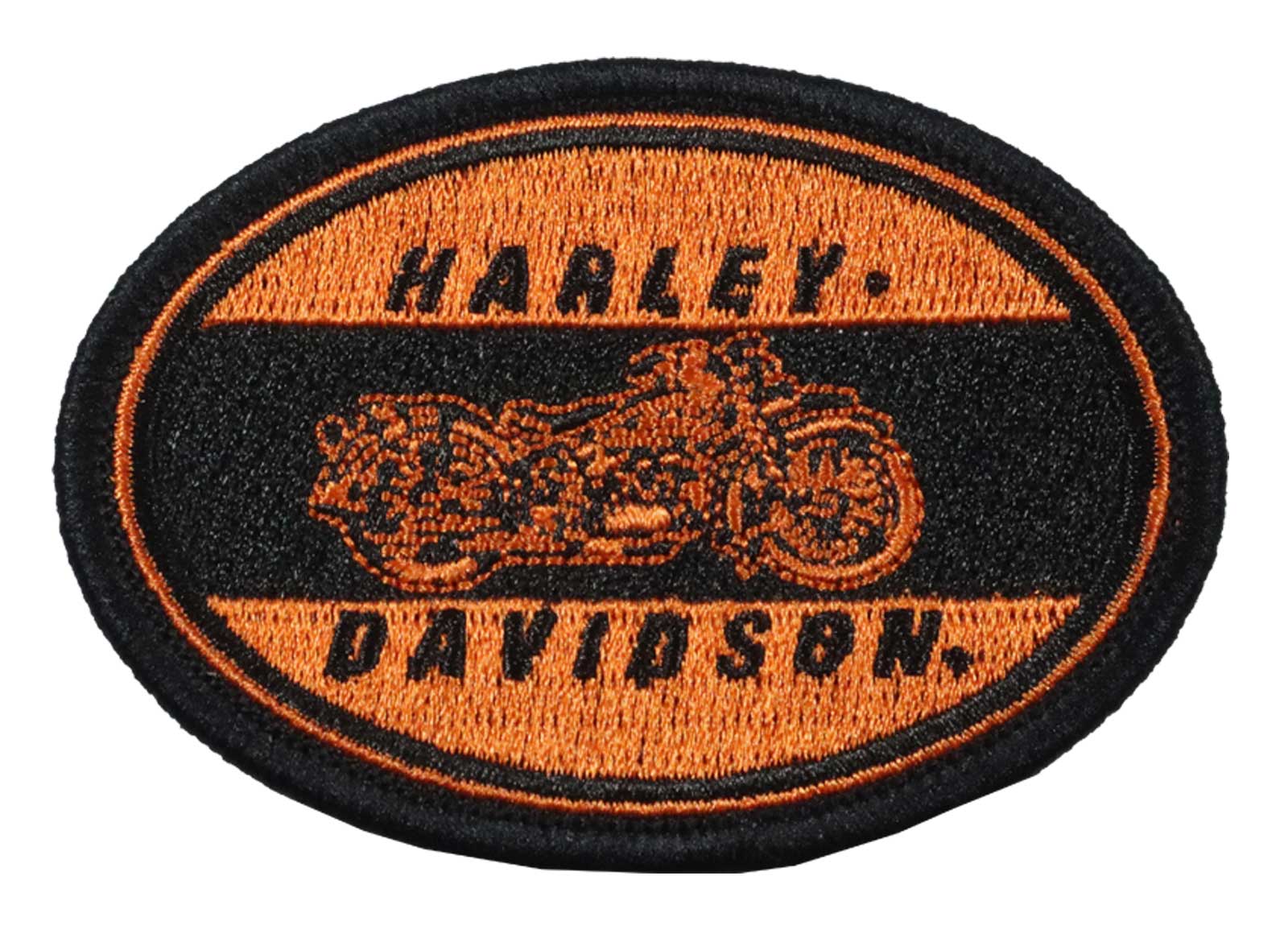 Harley-Davidson 3 in. Embroidered Model C Emblem Sew-On Patch, Black/Orange - Wisconsin Harley-Davidson