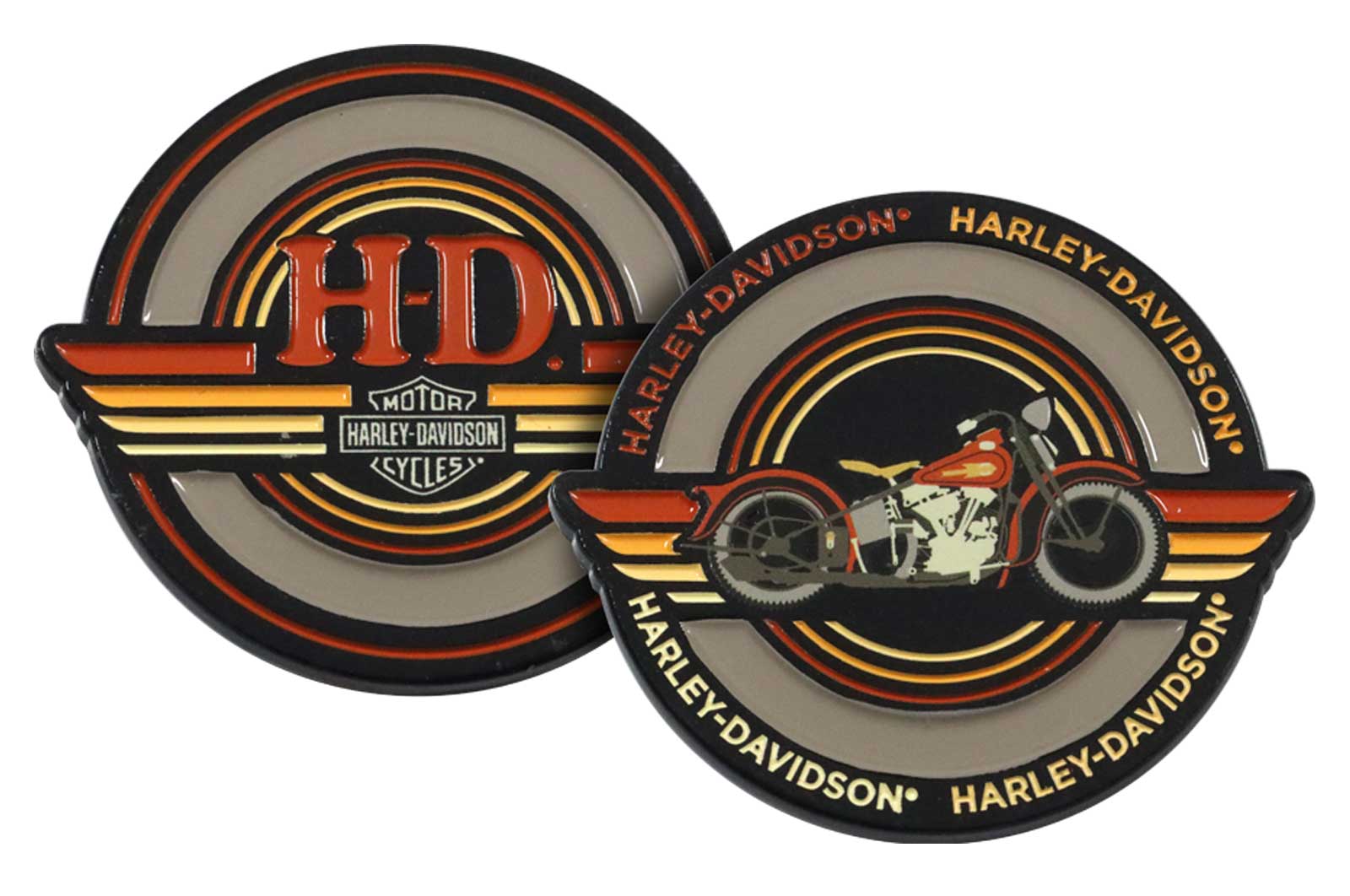 Harley-Davidson Retro Stripes Motorcycle Challenge Coin, 1.75 in - Black - Wisconsin Harley-Davidson