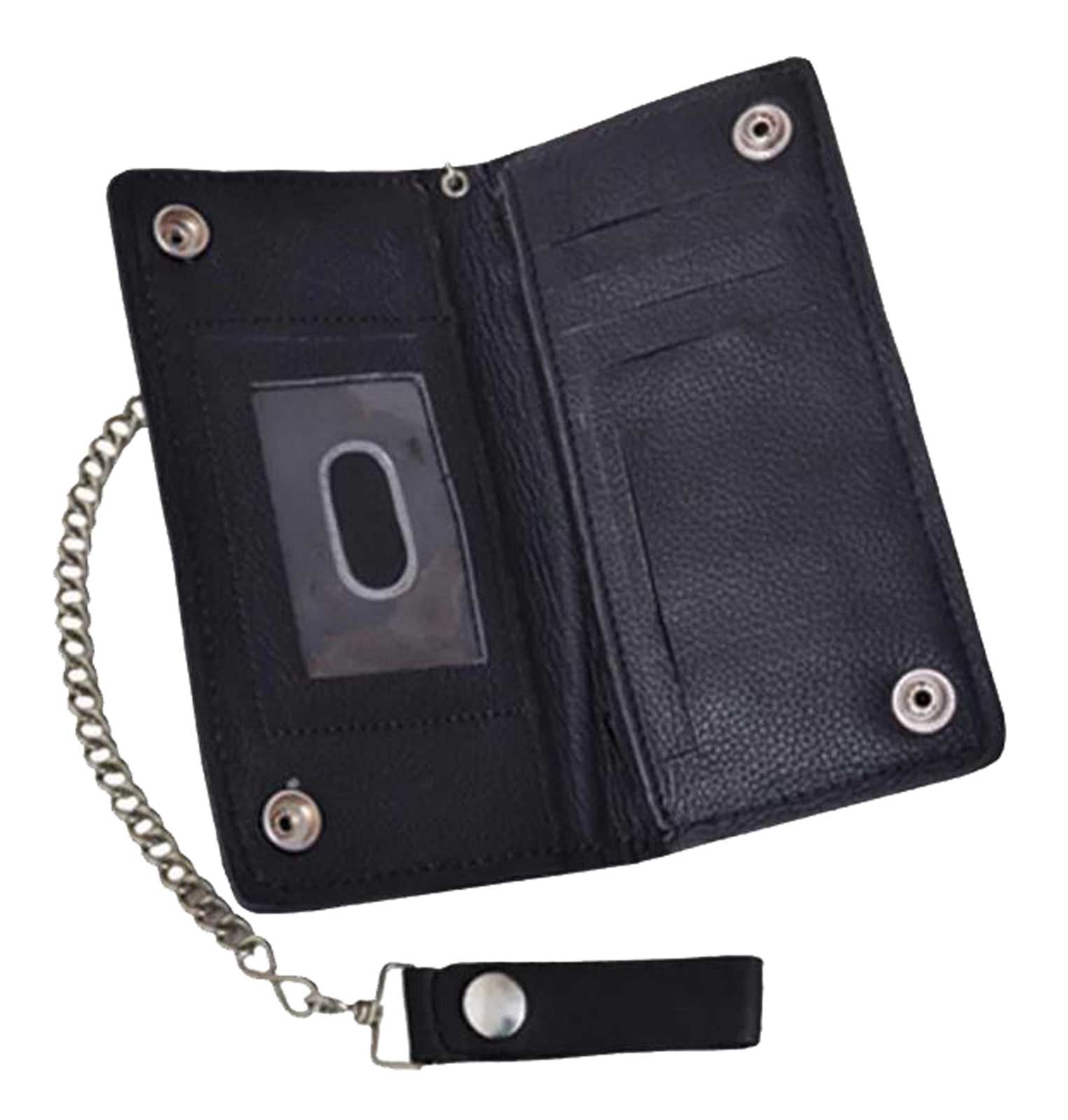 Harley-Davidson Free Shipping - Derringer Men's Biker Chain Bi-Fold Snap Wallet, Smooth Cowhide Black Leather - Free Shipping on many products plus Orders Over $99