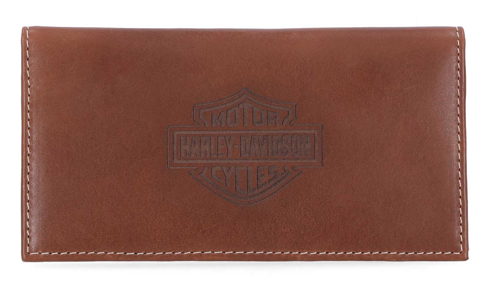 Harley-Davidson Men's Laser Bar & Shield Rodeo Bi-Fold Leather Wallet - Brown - Wisconsin Harley-Davidson