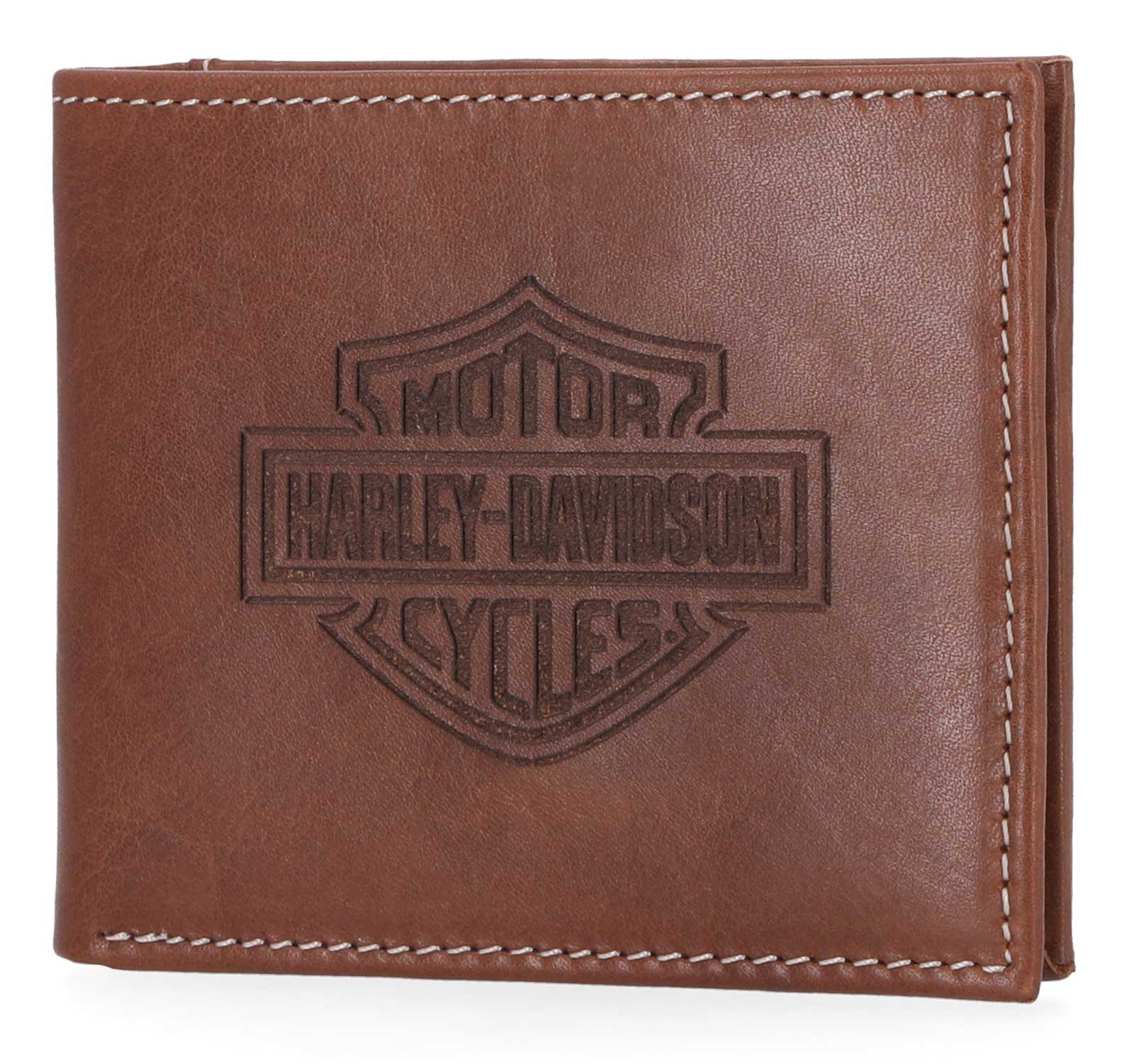 Harley-Davidson Free Shipping - Harley-Davidson Men's Laser Bar & Shield Logo Billfold Leather Wallet - Brown - Free Shipping on many products plus Orders Over $99