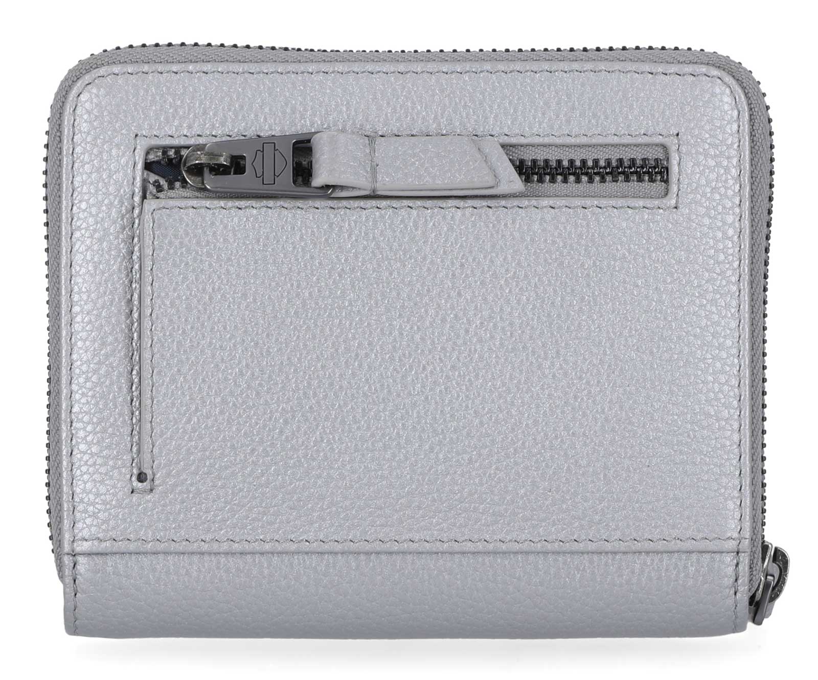 Harley-Davidson Women's Classic Leather Small Zip Around Wallet, Metallic Silver - Largest Selection of Harley-Davidson Products