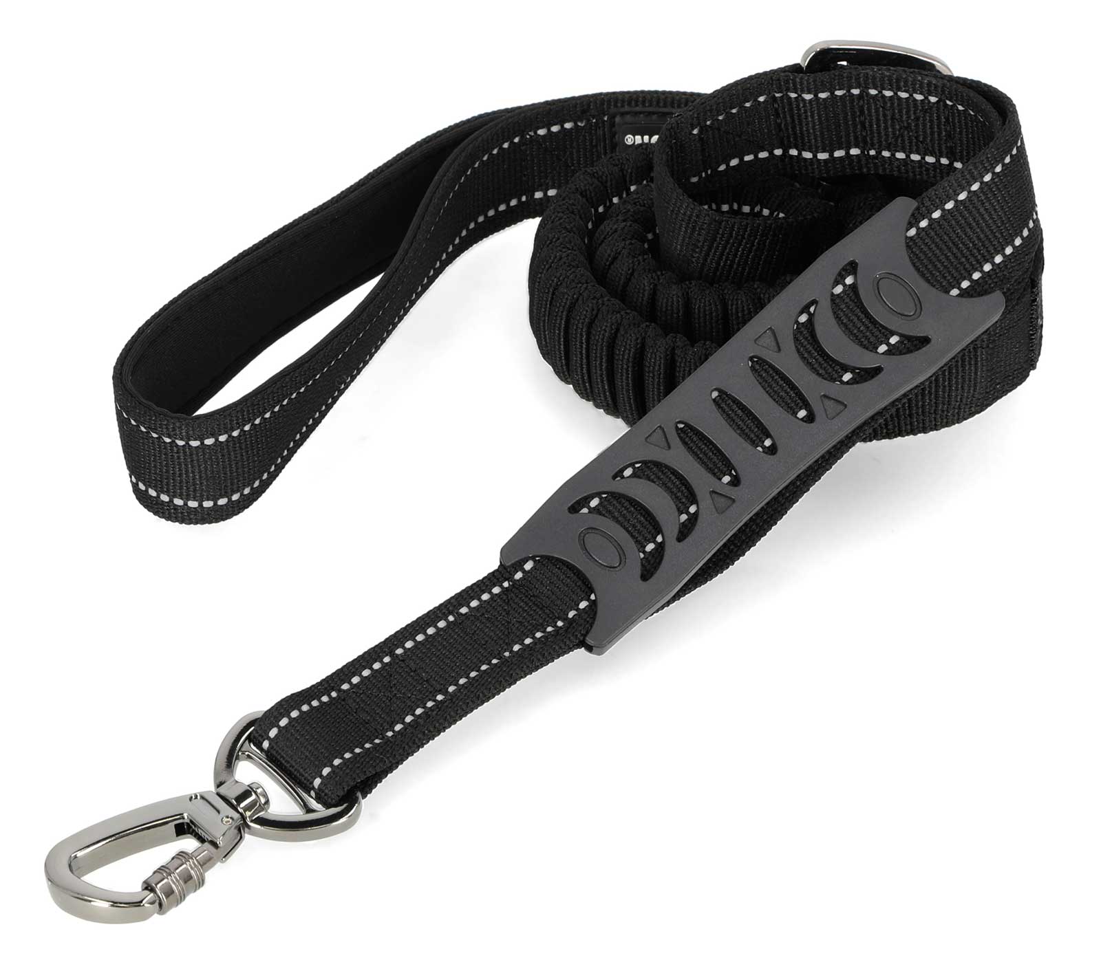 Harley-Davidson Flex Dog Leash, Nylon Strap & Rubber Grip Handle - Black - Wisconsin Harley-Davidson