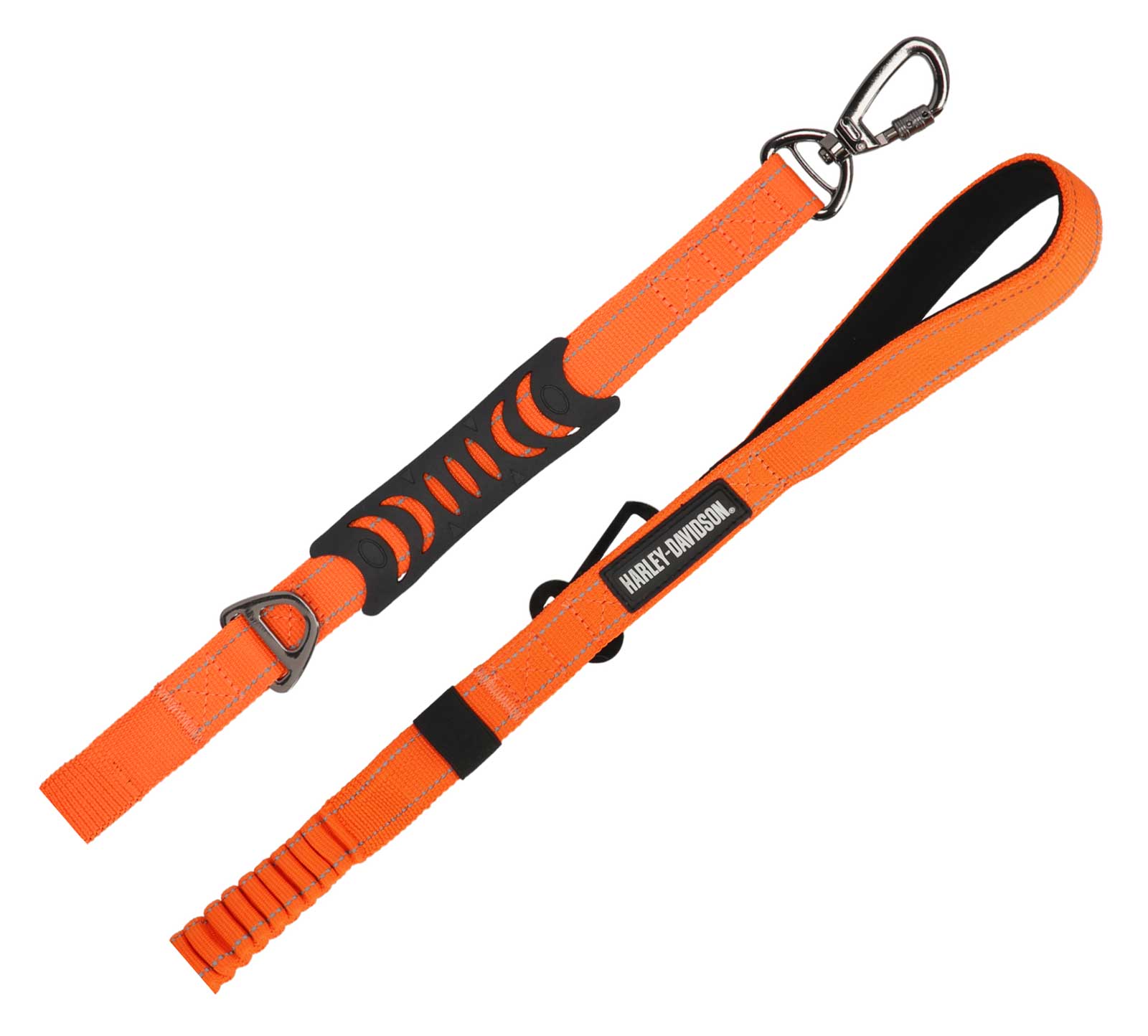 Harley-Davidson Flex Dog Leash, Nylon Strap & Rubber Grip Handle - Orange - No Hassle Returns at Wisconsin Harley