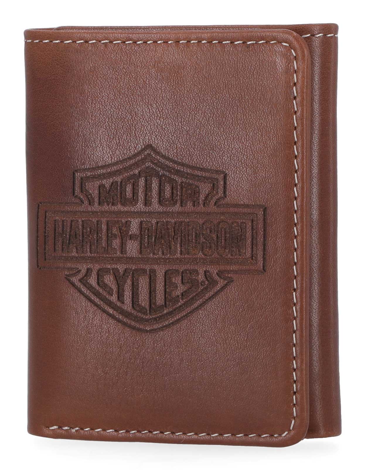 Harley-Davidson® Men's Laser Bar & Shield Logo Tri-Fold Leather
