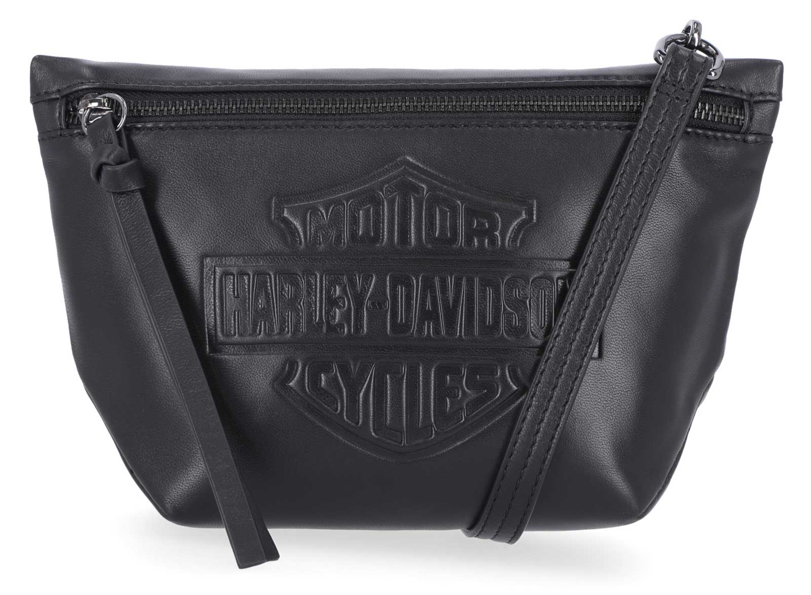 Harley-Davidson Women's Bar & Shield Logo Leather Crossbody Hip Bag - Black - Wisconsin Harley-Davidson