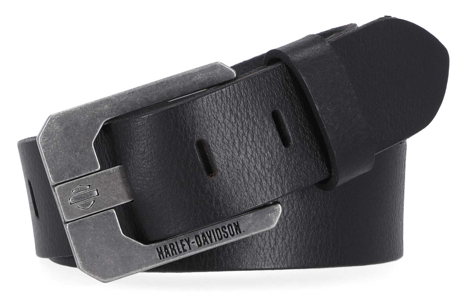 Harley-Davidson Men's Die Cut Bar & Shield Logo Prong Leather Belt - Black - Wisconsin Harley-Davidson