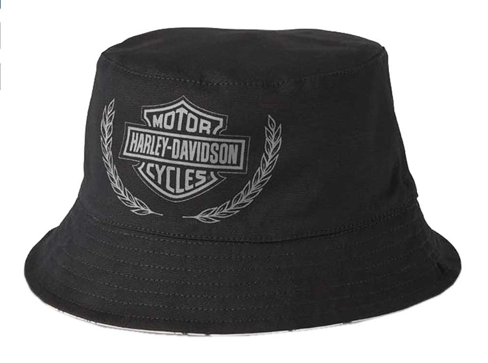 Harley-Davidson Men's Twisty Reversible Cotton Bucket Hat, Black 97732-24VX - Wisconsin Harley-Davidson