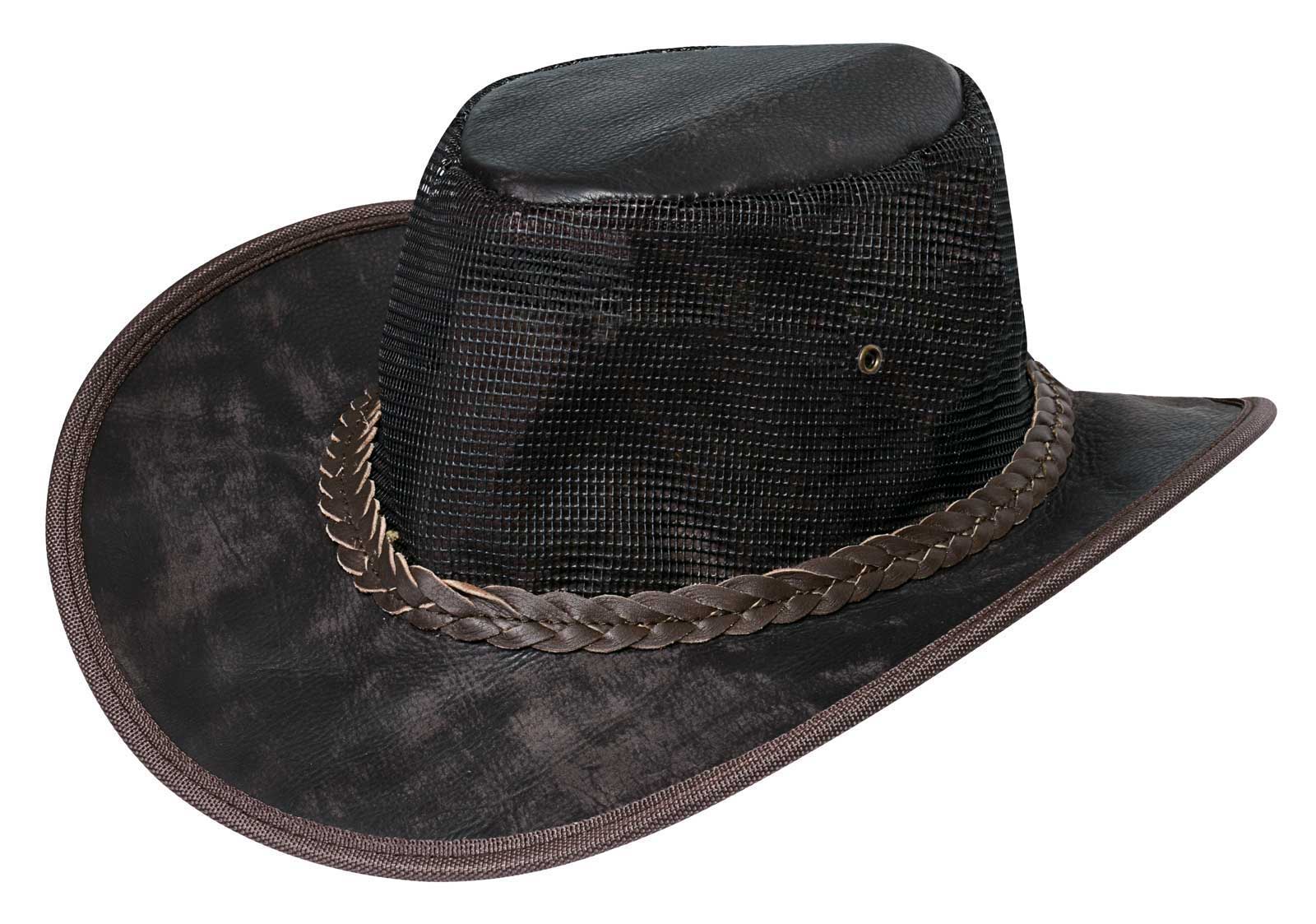 Derringer Men's Crushable Premium Cowhide Leather Western Cowboy Hat - Brown - Wisconsin Harley-Davidson