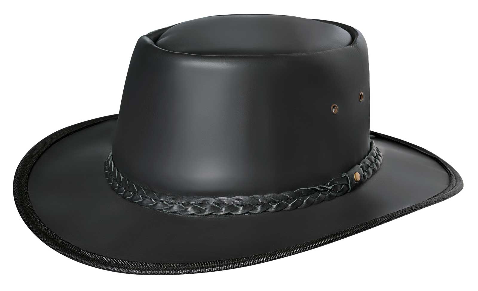 Derringer Men's Braided Premium Cowhide Leather Western Cowboy Hat - Black - Wisconsin Harley-Davidson