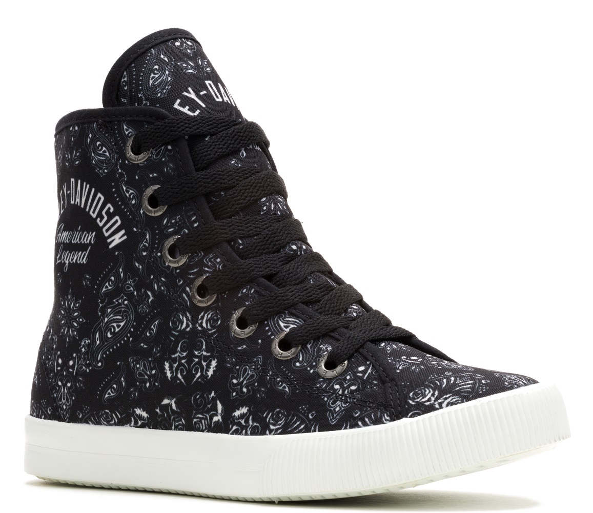 Harley-Davidson Women's Flora Vulcanized Black Canvas Sneakers, D84826 - Wisconsin Harley-Davidson