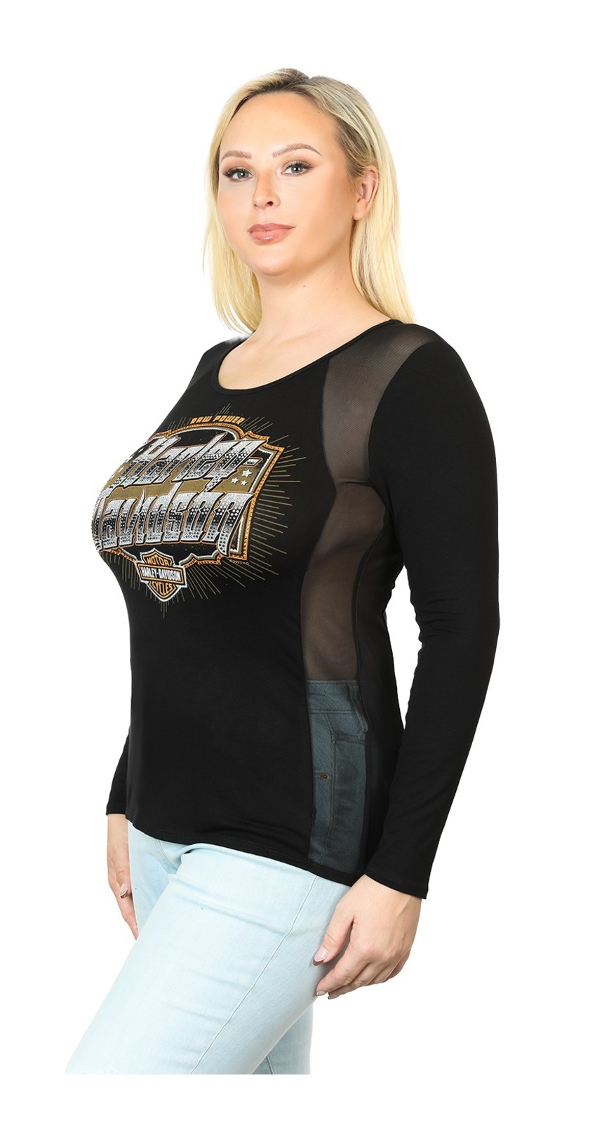 Harley-Davidson Free Shipping - Harley-Davidson Women's Aggressive Logo Mesh Detail Long Sleeve T-Shirt, Black - Free Shipping on many products plus Orders Over $99