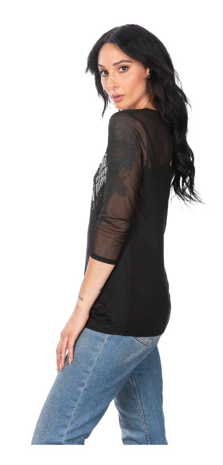 Harley-Davidson Free Shipping - Harley-Davidson Women's Ratta Tat Script & Angel Wings 3/4 Scoop Neck Shirt, Blk - Free Shipping on many products plus Orders Over $99