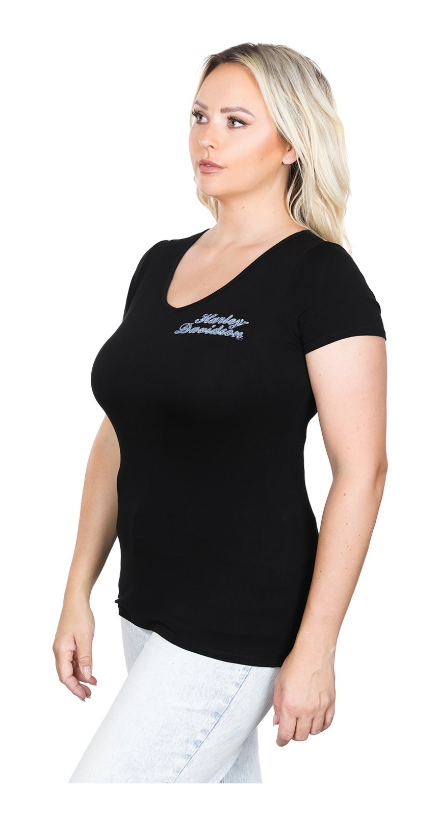 Harley-Davidson Free Shipping - Harley-Davidson Women's Acid Chrome Short Sleeve V-Neck Tee Shirt, Black - Free Shipping on many products plus Orders Over $99