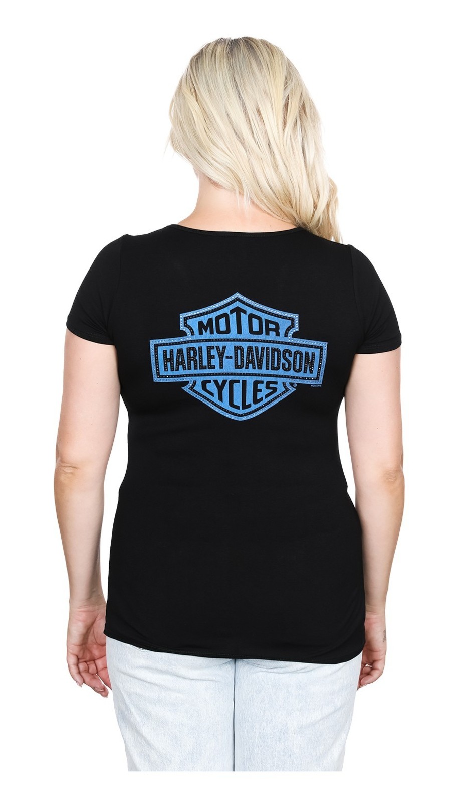 Harley-Davidson Women's Acid Chrome Short Sleeve V-Neck Tee Shirt, Black - No Hassle Returns at Wisconsin Harley