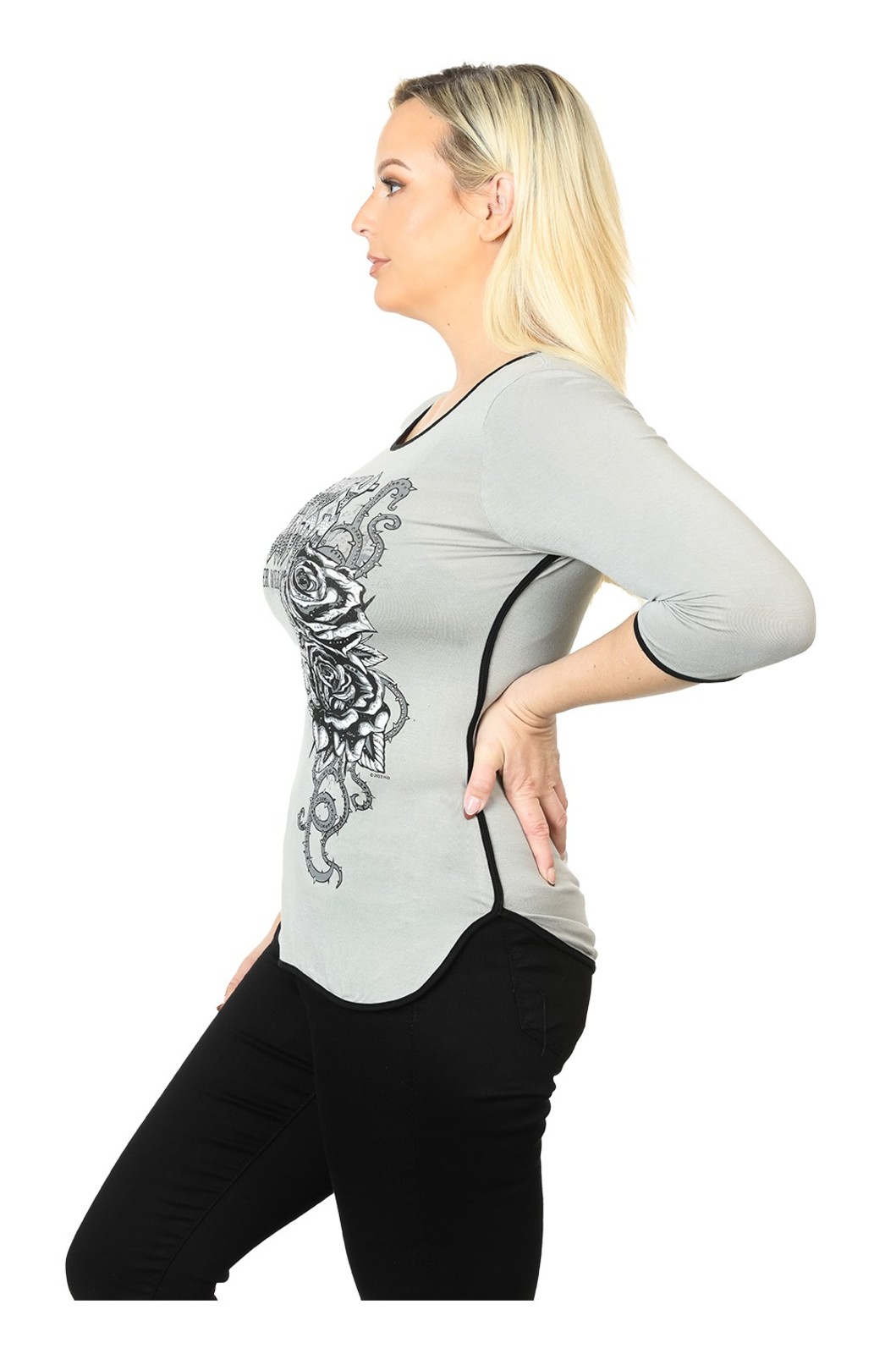 Harley-Davidson Free Shipping - Harley-Davidson Women's Thorn Rose Forever Wild 3/4 Sleeve T-Shirt, Gray - Free Shipping on many products plus Orders Over $99